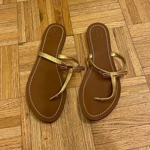 Tory Burch Gold Leather Thong Sandal 9.5